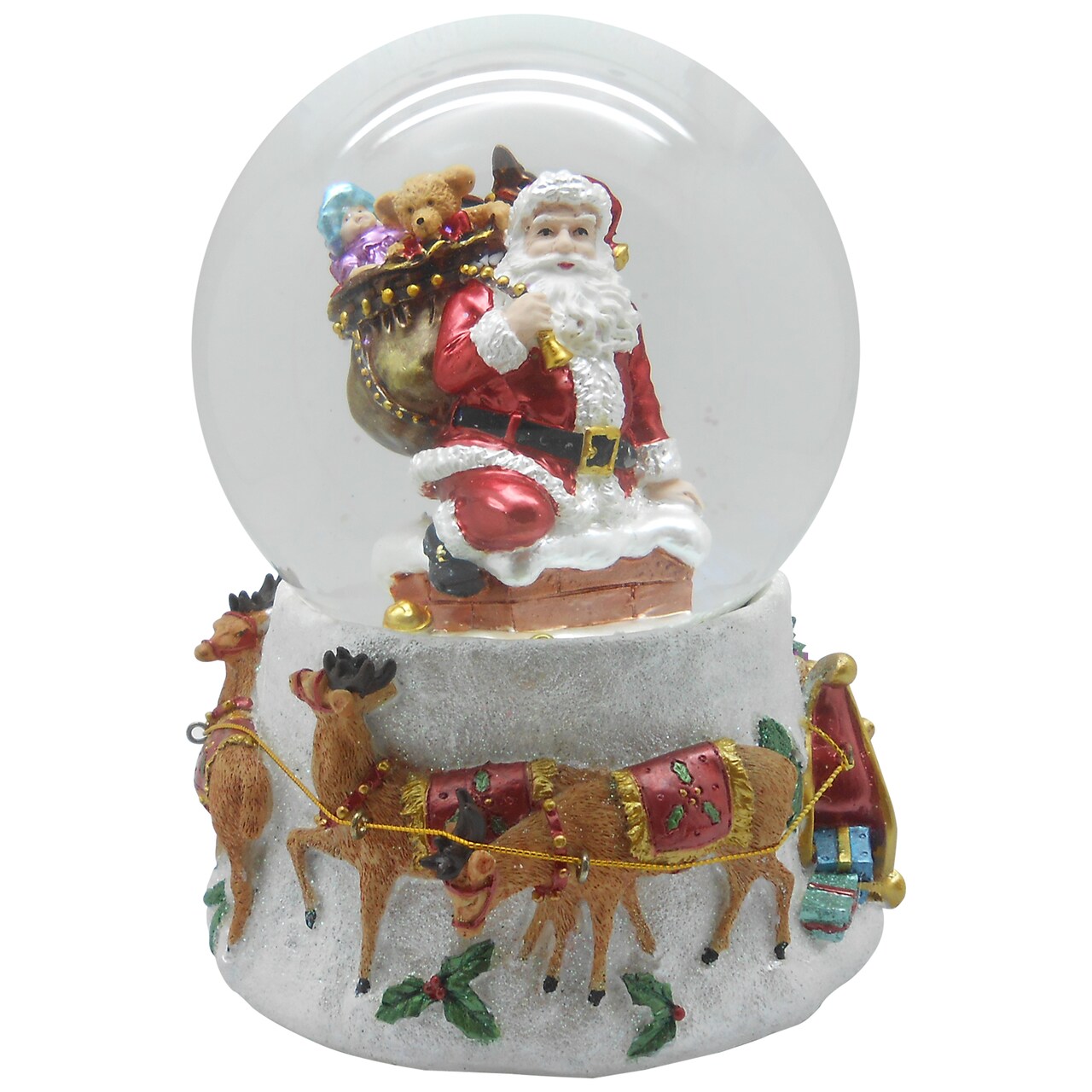 Northlight 6.75" Santa Going Down the Chimney Musical Christmas Snow Globe